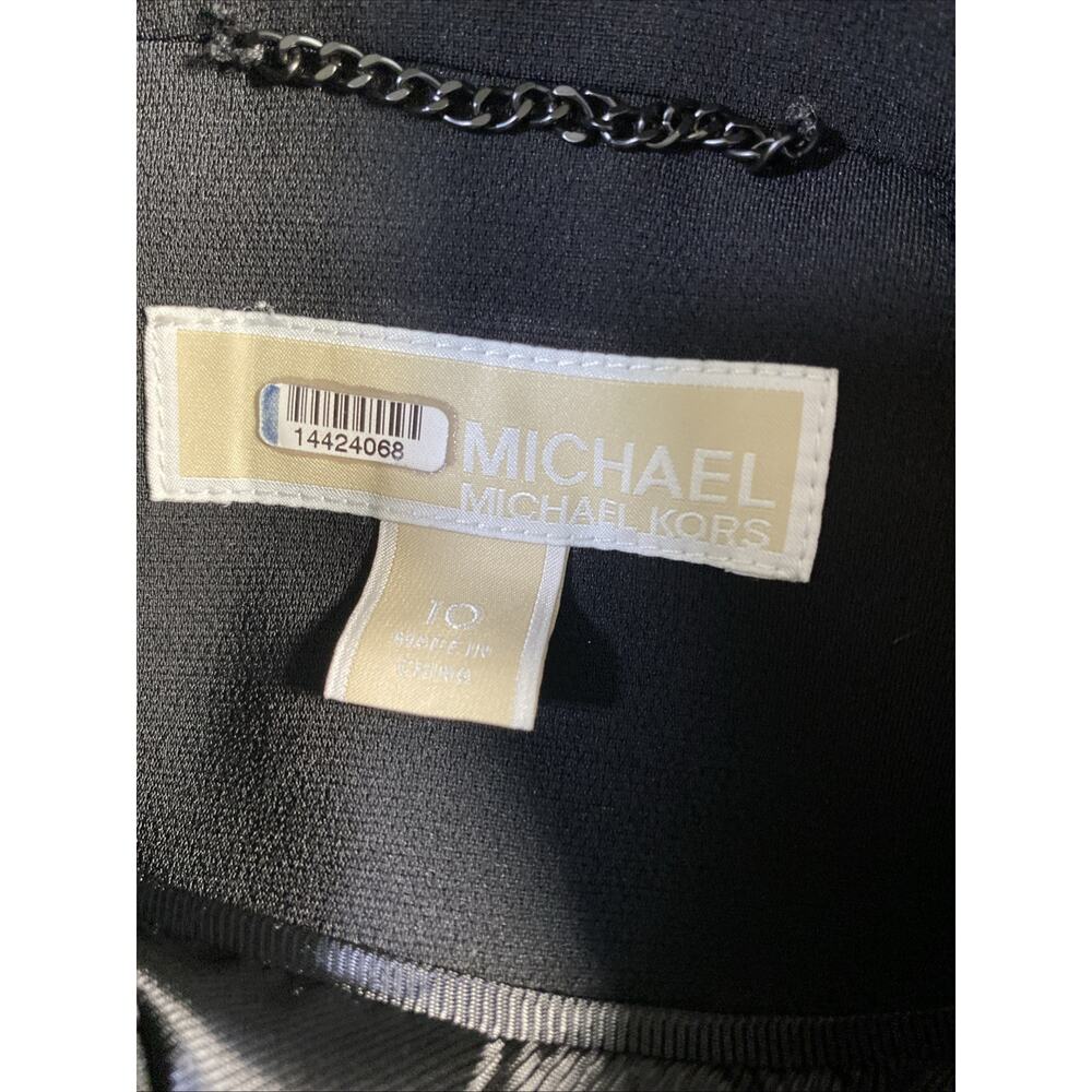 Michael Kors Pinstripe Sequined Crepe Sleeveless Blazer Black 10 (xRTR) RT $655 - Picture 6 of 14